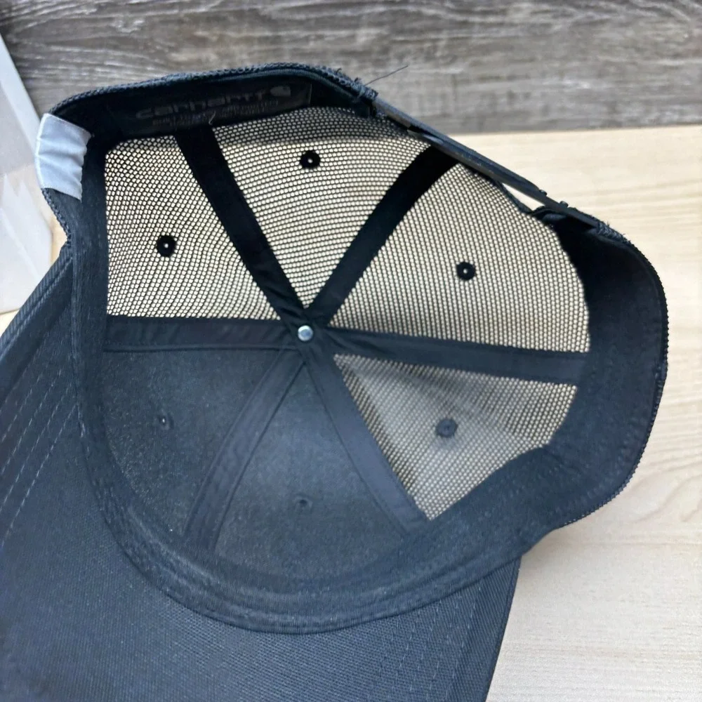 Carhartt Hat Cap Snap Back Black Trucker Mesh Workwear Logo Adjustable Canvas